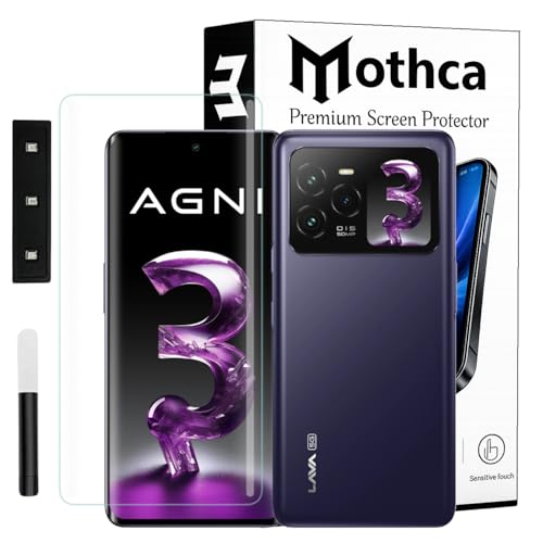Image of Mothca Curved UV Tempered Glass Screen Protector for Lava Agni 3 5G | Transparent | Pack of 1 | Full Screen Coverage with UV Installation Kit