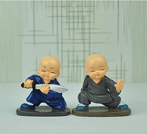 Image of AUGEN Polyresin Set of 4 Buddha Monks Statues Figurines Showpiece for Wall Shelf Table Desktop Living Room Car Dashboard Decoration Home Office Decor (Multicolour)(7698E)