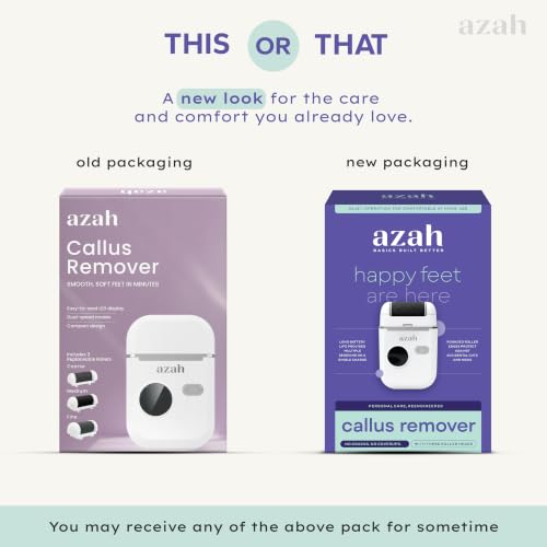 Image of Azah Callus Remover For Feet| Electric Foot Filer For Pedicure | Smooth, Soft Feet In Minutes | IPX6 Waterproof | Electric Hard Skin Remover For Feet | Includes 3 Replaceable Rollers | 1 Year Warranty