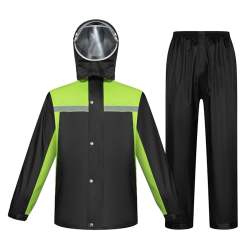 Jywmsc Chaqueta y Pantalones Impermeables para Lluvia para Hombre Traje de Lluvia Ropa Impermeable Profesional Impermeable con Capucha para Motocicleta