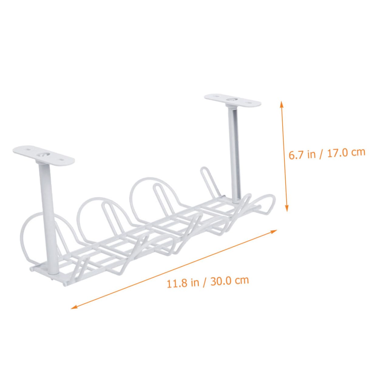 Organizador de Cables de Hierro Blanco Debajo del Escritorio para Regletas | Malla Resistente, Instalación Sencilla, Mantiene Adaptadores y Cables Ordenados, para Dormitorio y Sala