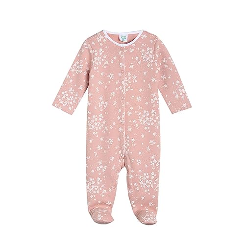 Image of miniklub Infant Girls Pink & White Printed Cotton Sleepsuit