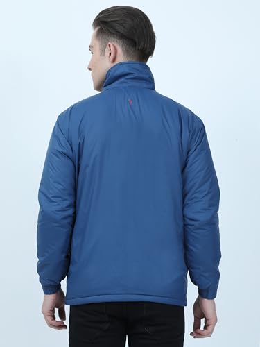 Image of VROJASS Men VROJASS Jackets for Men Stylish Puffer Winter Jacket For Men Standard Length Jacket Man Full Sleeves Bomber Jackets for Man Blue With Red Solid Jacket