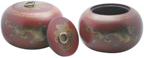 ORIENTAL TAO Par de 2 cuencos de azufaifo con diseño de dragón