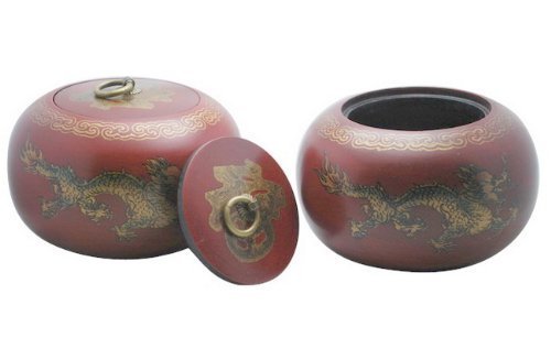 Pair Of 2 Go Game Stones Jujube Bowls Dragon Design by ORIENTAL TAO