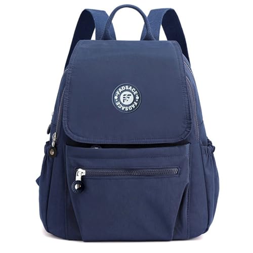 Women's Casual Backpack, Lightweight Nylon Daypack, Travel Mini Shoulder Bag (Navy Blue)