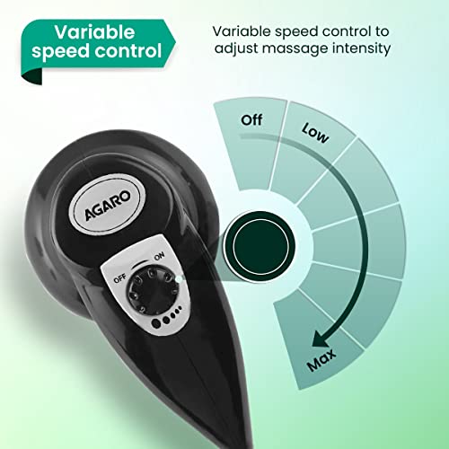 AGARO-Atom-Electric-Handheld-Full-Body-Massager-with-3-Massage-Heads-Variable-Speed-Settings-for-Pain-Relief-and-Relaxation-Back-Leg-Foot-Black