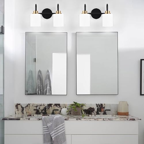Aplique de pared negro y oro E27 para iluminar el espejo del baño 7