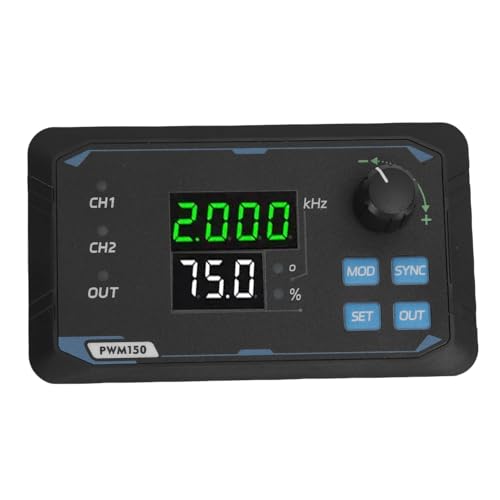 Denash Generador de Señal PWM, 1 Hz-150 KHz Frecuencia Ajustable 0,1% Ciclo de Trabajo Fase de 0-360 Grados, con Función de Almacenamiento y Pantalla de Tubo Digital, para Control de