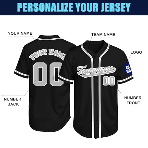 Image of Custom Baseball Jersey Personalized Stitched or Printed Name Number Baseball Shirt Sports Uniform Gifts for Men Women Youth