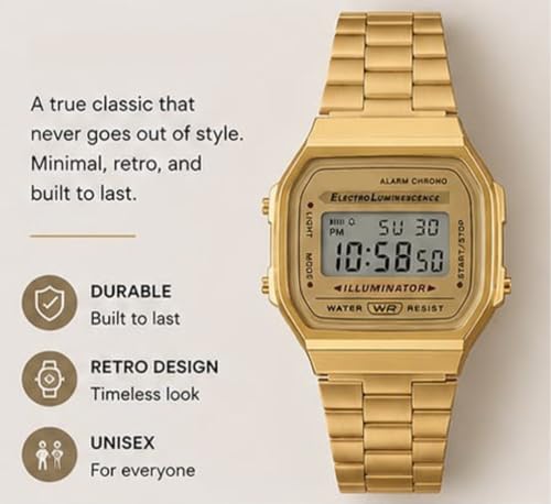 Image of MM MIKHAIL MOSKVIN Unisex Vintage A168WA Digital Dial Stainless Steel Band