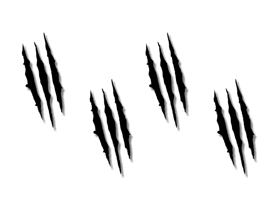 4 Ripped Claw Marks 6" Solid Black Vinyl Sticker Decals Jurassic Dinosaur Monster Scratches Torn Metal Vehicle Park Decal Stickers (4 Solid Black 6'')