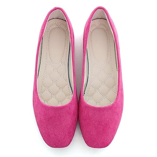 Image of ChaiRong Zhou Women Square Toe Ballets Flats Comfort Slip On Walking Shoes for Driving