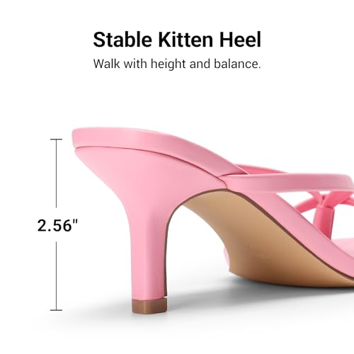 Image of DREAM PAIRS Kitten Heels for Women Flip Flops Slip on Low Heels Open Square Toe Thong Heeled Strappy Sandals Slides Comfortable Dress Shoes