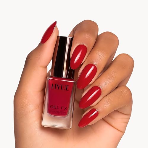 Image of HYUE Gel FX Nail Paint | Fire Engine Red | 8ml | Ultra-Glossy Finish | 14-Day Long-Lasting Wear | Quick-Dry & Chip-Resistant | Vegan & Paraben-Free | No UV Needed | 33 Rich Salon-Quality Shades