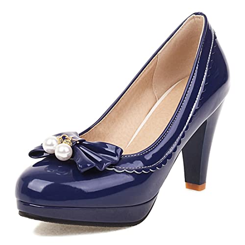 VOKLIN Women's Fashion Bowtie Pointed Toe Dress Pumps Platform High Heel Wedding Party Elagant Pump Shoes