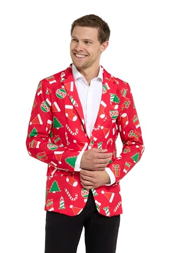 Offstream Men's Christmas Blazer - Ugly X-Mas Holiday Print Outfit - Only Suit Jacket