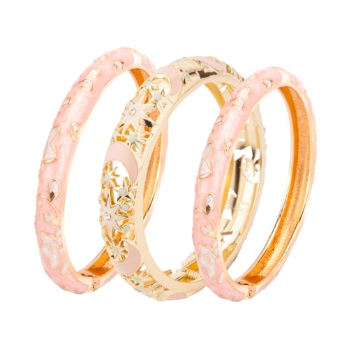 Image of UJOY Womens Multi-colors Cloisonne Bracelet Gold Plated Flower Hollowed Enameled Hinged Cuff Bangles Jewelry Gift 88A10