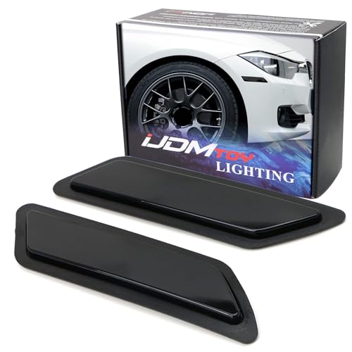 iJDMTOY Glossy Black Smoked Lens Front Bumper Side Markers Compatible With 2012-2015 BMW F30 F31 Pre-LCI 3 Series 328i 335i, Replace OEM Amber Reflector Assy