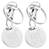 UKCOCO 2 Stück Edelstahl Einkaufswagen Chips Schlüsselanhänger Kompakter Supermarkt Münzhalter für Einkaufswagen Rostfrei und Tragbar