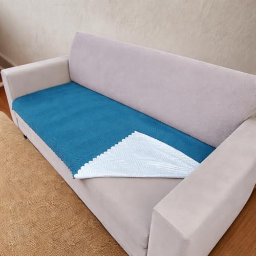 Image of Homerz Premium Velvet Sofa Cover Panel | Soft & Velvety Fabric | Rich Vibrant Colours | Sofa Protector for Living Room (Teal, 7 (3+2=2) Seater, Only Seat Cover)