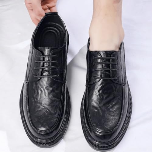 Men's Leather Slip-On Oxford Shoes, Thick Sole Round Toe Dress Shoes, Classic Business & Office Formal Shoes, Fashion Casual Prom & Wedding Shoes2