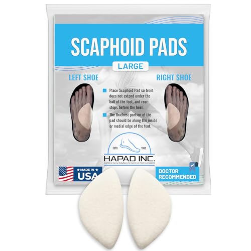Image of HAPAD Scaphoid Arch Support Pad Large (Men Shoe Size 11.5+) Wool Felt Self-Adhesive Medial Arch Insert for Pronation and Fallen or High Arches (1 Pair)