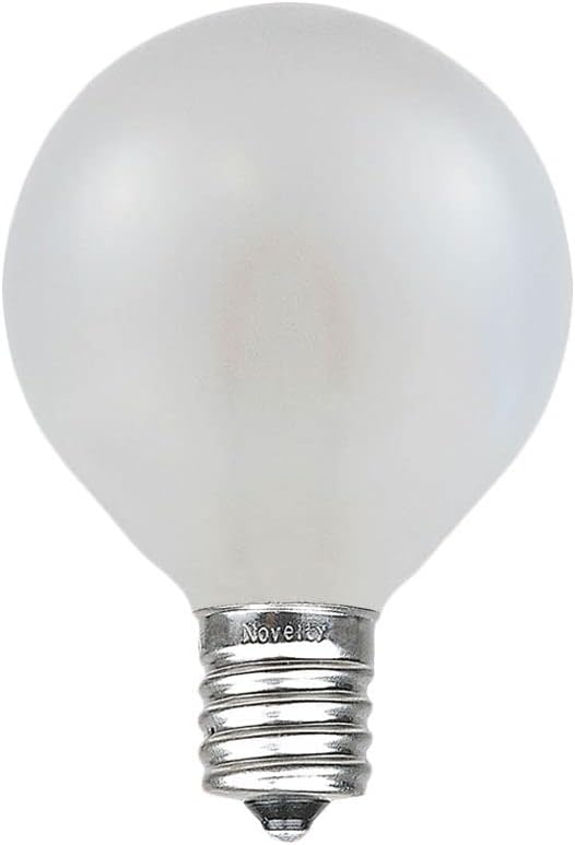 Novelty Lights 25 Pack G40 LED Light Bulbs, E12 C7 Candelabra Screw Base Shatterproof Outdoor String Lights Clear Globe Bulbs, Dimmable Edison Light Bulbs for Patio Decor, Satin Warm White, 0.8 Watt