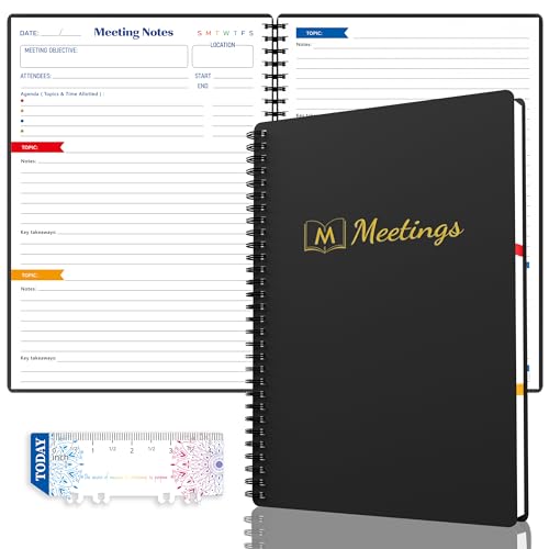 snootion Caderno de reuniões para trabalho com itens de ação, cad...