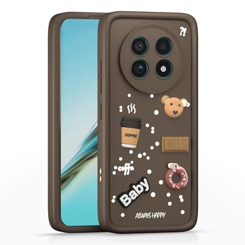 Image of Bintage Ball Bear| Donut| Milk Cake| Baby| Coffee Rubber Case Full Body & Camera Protection Back Cover Compatible for Realme P1 Speed 5G - Brown