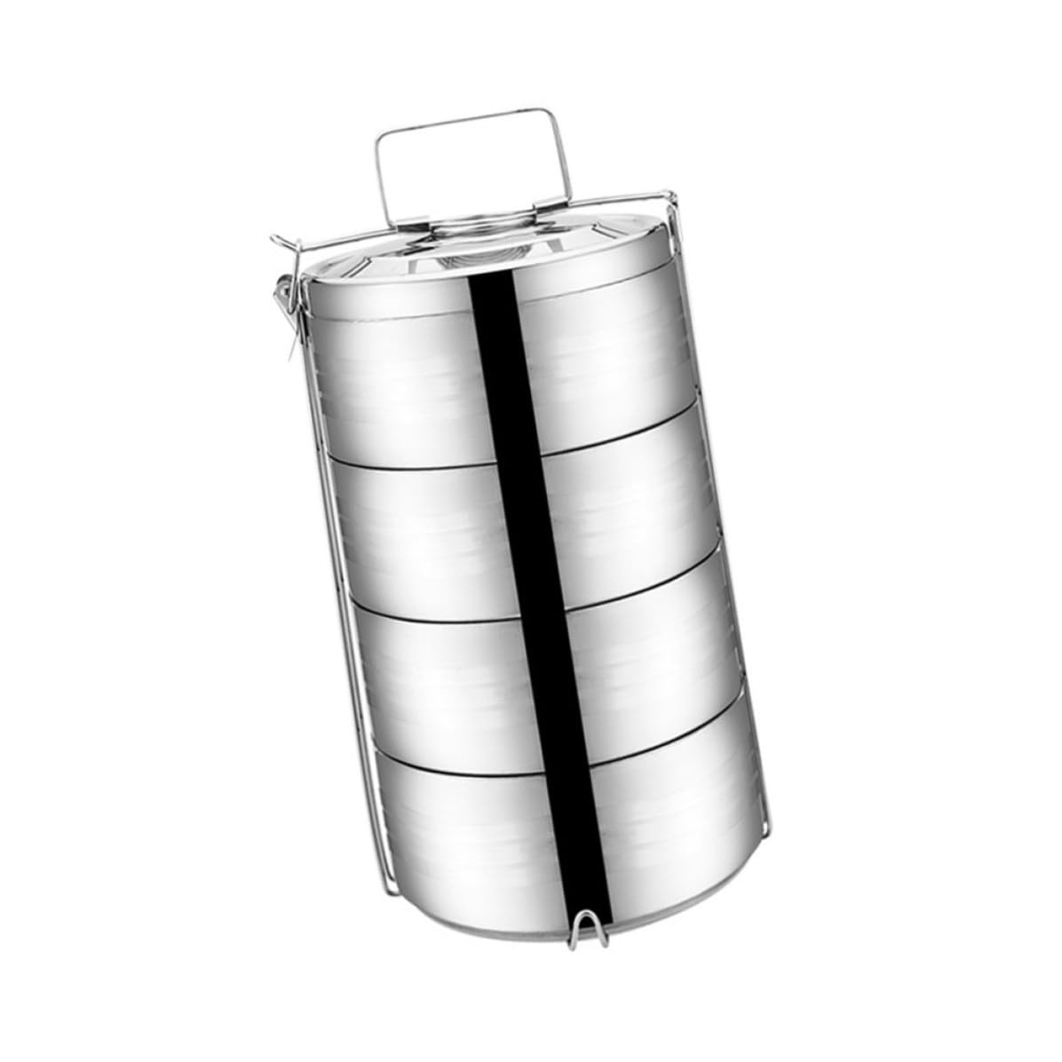 VILLCASE Fiambrera de Acero Inoxidable 4 Niveles, Caja de Almuerzo Térmica que Conserva el Sabor Original y Separa Alimentos, Adecuado para Picnic y Trabajo