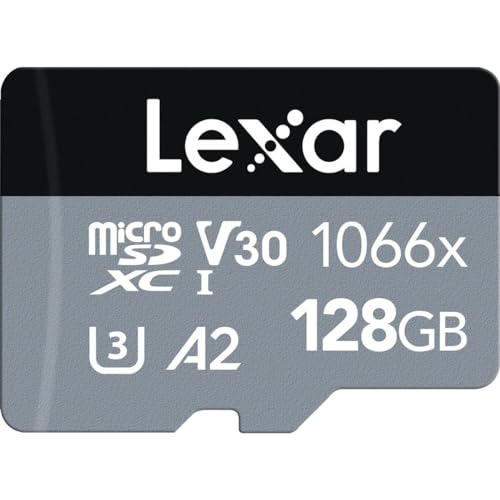 Lexar Cartão de memória profissional 1066X Micro Sdxc Silver Series Uhs-I com adaptador SD de 160 Mbps, capacidade de 128 GB