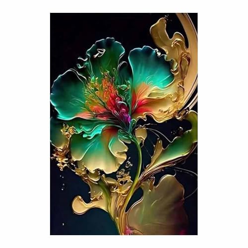 Impression sur toile intissee haut de gamme fleurs abstraites or decoration murale