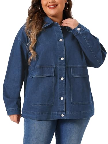 Agnes Orinda Plus Size Denim Jacket for Women Long Sleeve Vintage Jean Jackets with Pockets 2025 Western Outfit2