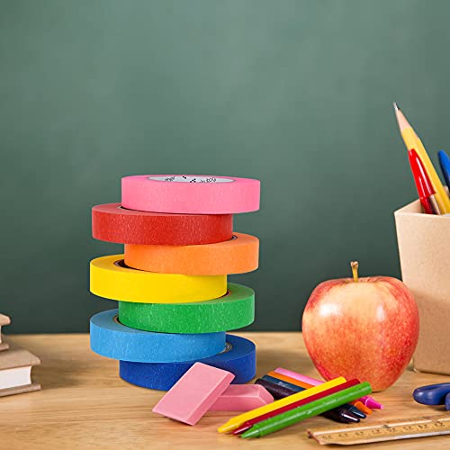 Skytogether 7 Rolls Colored Masking Tape, Colorful Rainbow Painters Tape, 7 Colors Decorative Arts & Crafts Tape Set, 1 Inch Wide By 60 Yard, Rainbow, Pack Of 7 #TOP3