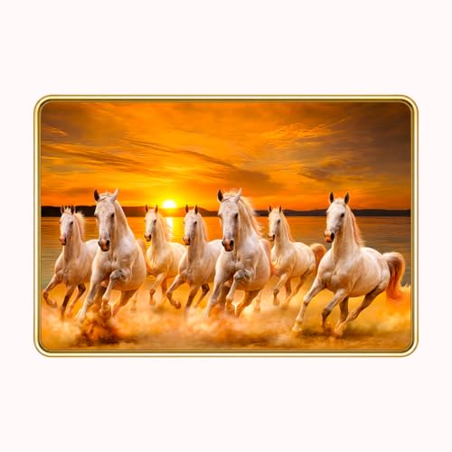 Image of 7 Running Horses Vastu Photo Frame, 8x12 Inch