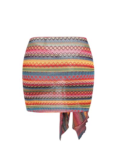 Image of ZAFUL Boho Beach Cover Ups for Women Sarong Coverups Sheer Bikini Chiffon Wraps Skirts for Swimwear