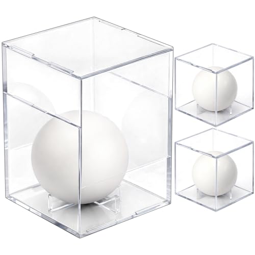 BreezeHug 3 Pcs Lacrosse Ball Display Case Acrylic Boxes