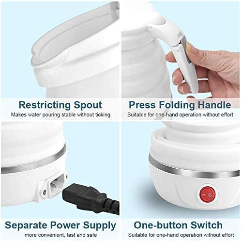 Image of PRANT Travel Folding Electric Kettle | Portable Fast-Boil Silicone Electric Kettle | | Food-Grade Foldable Kettle for Travel, Office & Home (Multicolour)