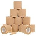 12 Pack Self-Adhesive Bandage Wrap - 2 Inches x 5 Yards - Elastic Self Adherent Cohesive Wrap Bandage - Breathable Athletic Tape for Wrists, Knee, and Ankle - First Aid Sports Wrap - Brown