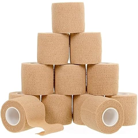 Self-Adhesive Bandage Wrap - Suitable for All Sports - Breathable Athletic Tape for Wrists - Knee and Ankle - Self Adhesive Bandage- 2 Inch- 12 Pack - Brown Cover