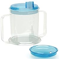 Trinkbecher / Trinkbecher / Schnabeltasse für Erwachsene mit Behinderung, mit griffigen Griffen, Anti-Spritztülle und Reisedeckel