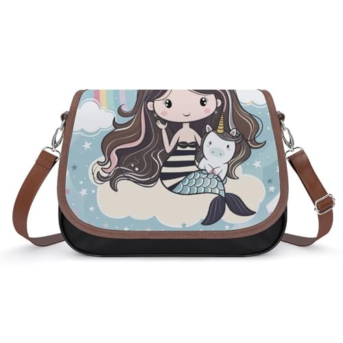 Sacoche en cuir licorne sirène arc-en-ciel : le cadeau d'anniversaire magique parfait