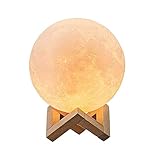 ✔ Touchschalter und 16 Farbe auswählba: Touchsensor an der Mondlampe + Fernbedienung. Durch Berührung oder der Fernbedienung können Sie das LED 3D Mondlicht problemlos kontrollieren und die Fernsteuerungsabstand beträgt 6-10m.