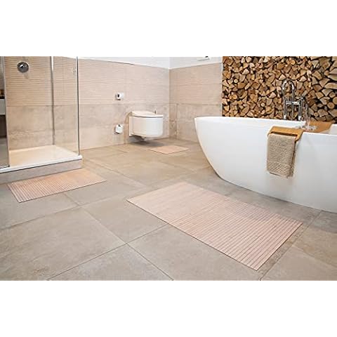 DE-COmmerce Hygienische, nachhaltige und rutschfeste Badematte aus Bambus Holz Cover