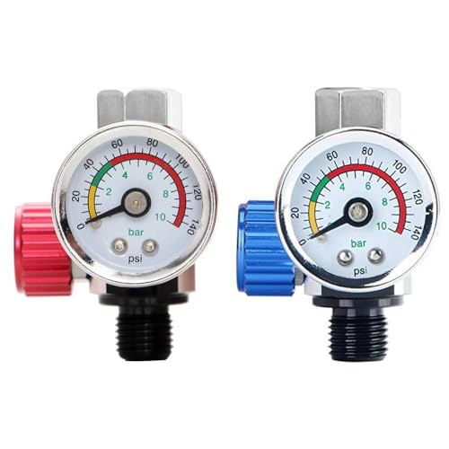 SEIWEI 2PCS Air Compressor Pressure Regulator Aluminum Alloy with Gauge, 0-140 PSI Male Thread 1/4
