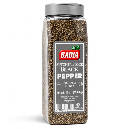 Badia Butcher Block Black Pepper, 16 oz – Coarse Ground Pepper for Cooking