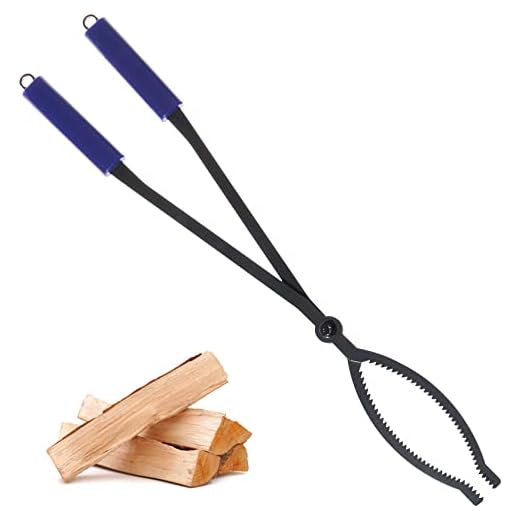 28" Firewood Tongs Log Grabber for Thick Logs Outdoor Indoor Camfire Firepit Bonfire Fireplace Tongs Heavy Duty Wrought Rustproof Safely Moves Firewood
