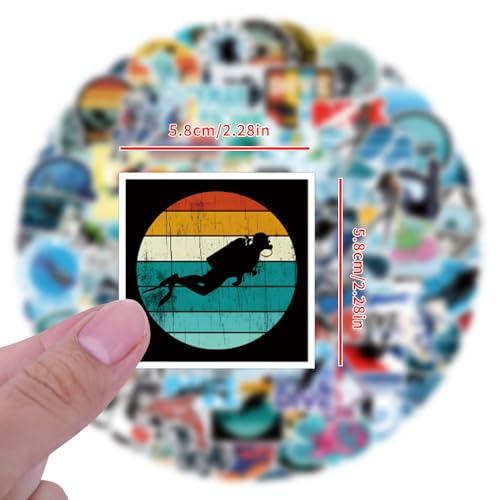 Lot de 100 autocollants de plongée pour ordinateur portable (100 pièces) - Cadeau pour enfants, adolescents, adultes, garçons, plongée, autocollants en vinyle imperméables pour scrapbooking, – vue 2