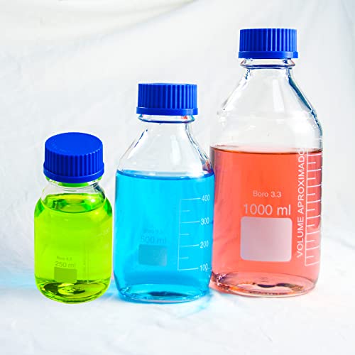 Swones Graduated Round Reagent Media - Round Media Storage Bottle - Storage Glass Bottles thumb #1
